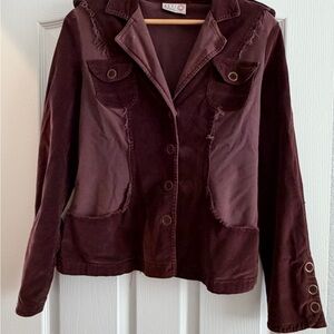 Women's Maroon Button-Front Jacket